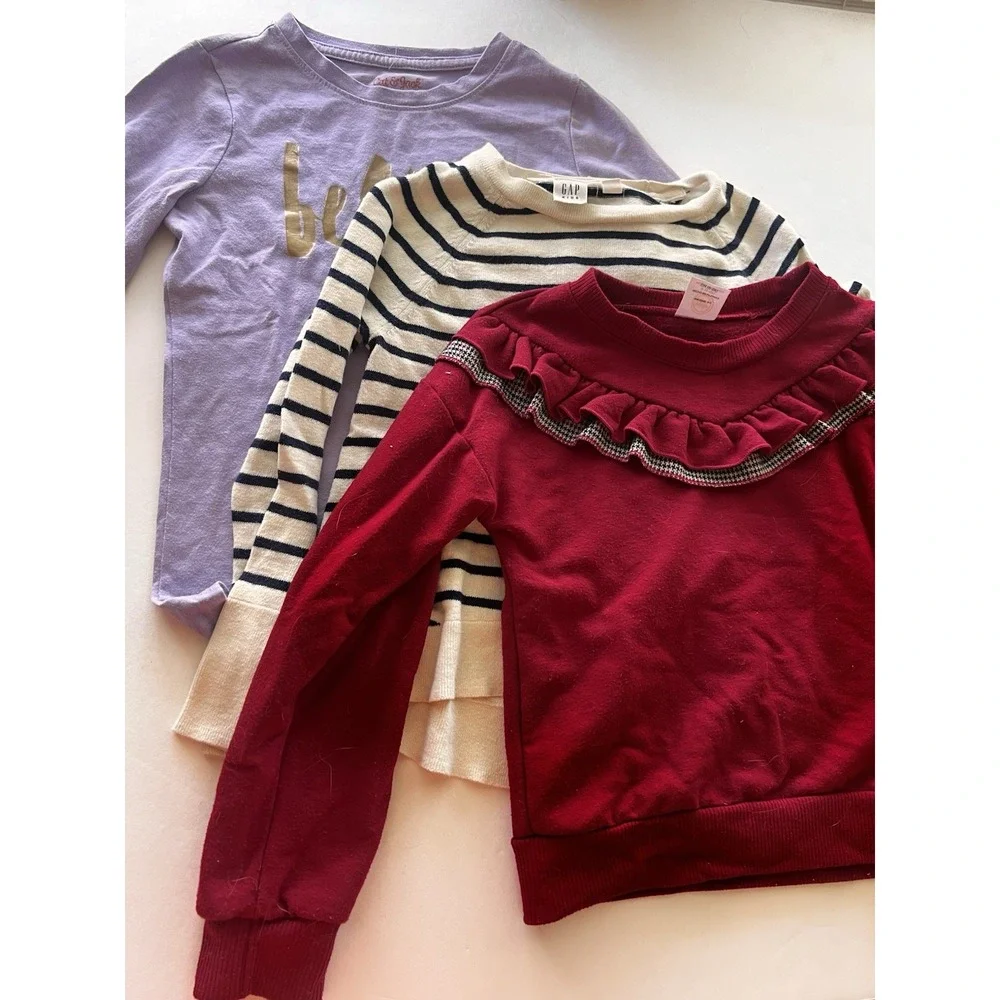 GAP, CAT & JACK Girls Size 6 - 6X Shirts Set Of 3 Tops Long Sleeve Wardrobe Lot